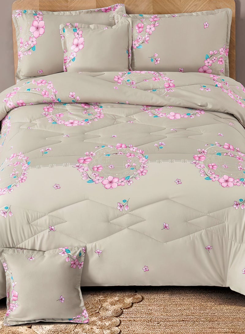 Ming Li 6Piece King Size 220x240Cm Comforter Set Medium Filling Bedding Set for All Season Includes 1Comforter 1Bedsheet 2Pillow Shams and 2Cushion cases - Image 4