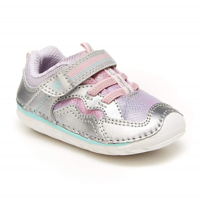 Stride Rite baby girls Soft Motion Kylo Sneaker, Silver/Multi, 6 Toddler US