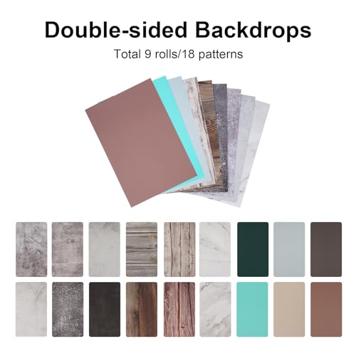 Meking 9Pcs 18Patterns Small Product Photography Backdrop Kit Photo Backdrop Board for Food Photography - Double-Sided Tabletop Photography Backdrop, 16x11.5inch - Image 2
