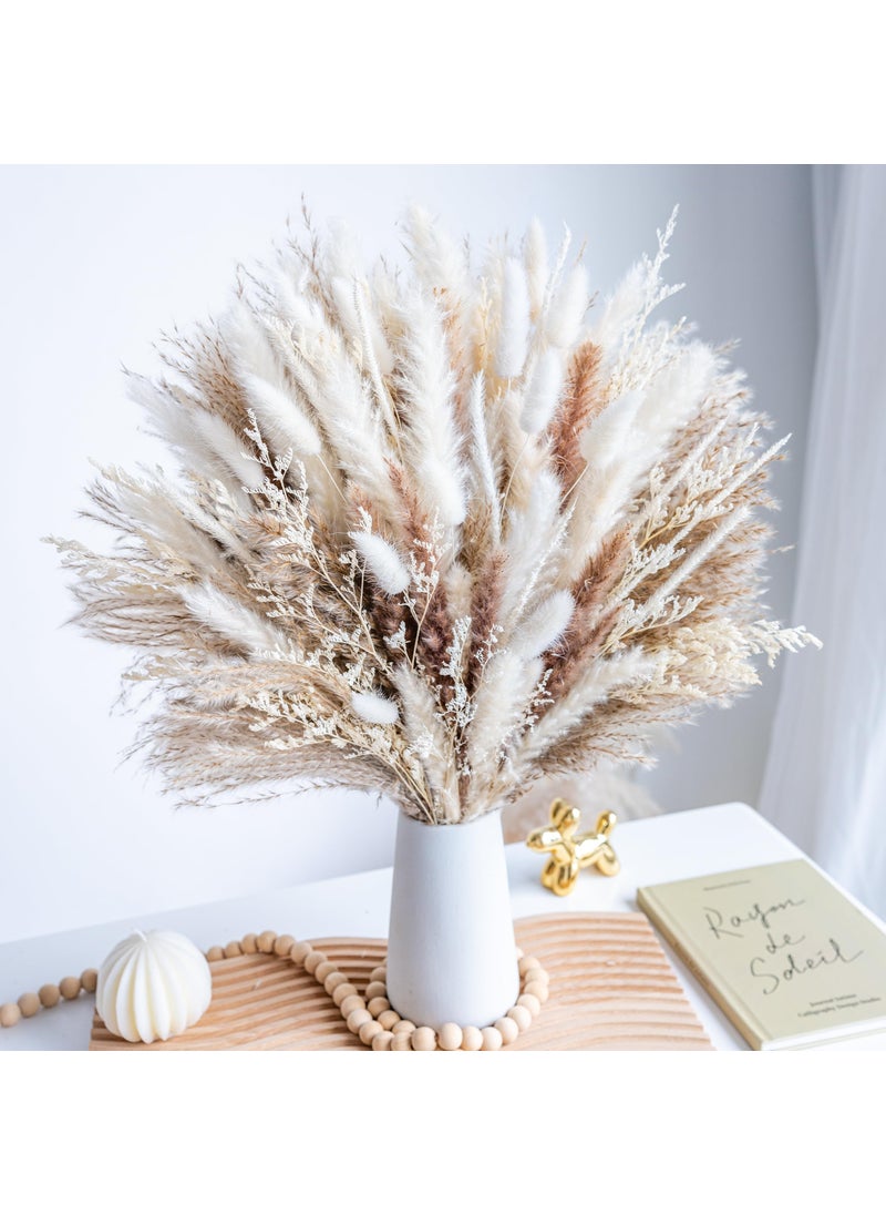 WILD AUTUMN 96PCS Natural Dried Pampas Grass Boho Home Decor Bouquet Phragmites Dried Flowers Bouquet for Wedding Floral Arrangements Home Decorations 96PCS 