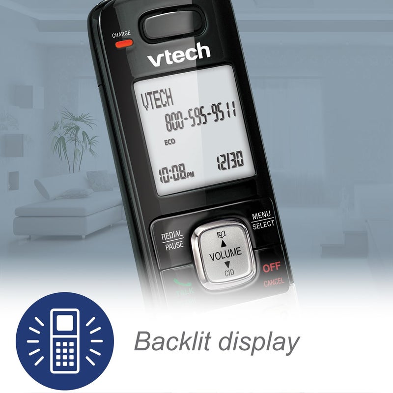 VTech CS6719 DECT 6.0 Cordless Phone with Caller ID/Call Waiting, 1 Cordless Handset, Silver/Black - Image 2