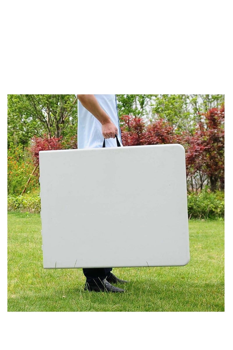 فكسر طاولة تخييم قابلة للطي من FIXER بحجم 150×70×75 سم – طاولة نزهة خارجية قوية التحمل من البلاستيك، طاولة متنقلة بتصميم تريست قابل للطي مع مقبض حمل، خفيفة الوزن ومناسبة للشواء والحفلات والمناسبات – باللون الأبيض - Image 5