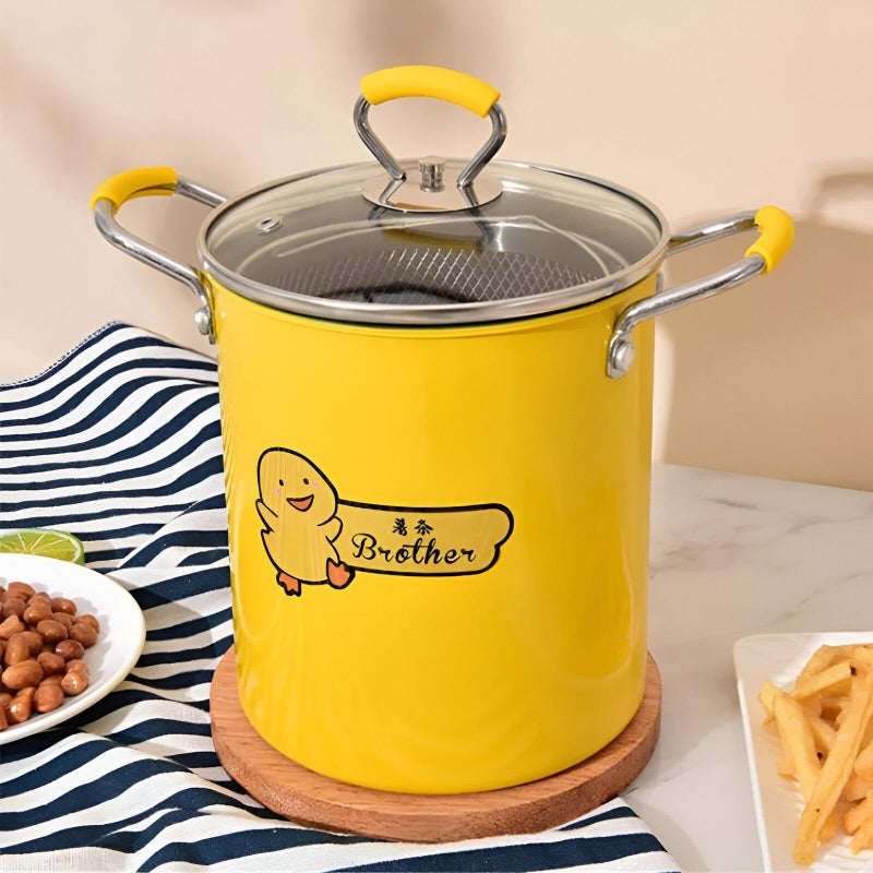 Frying Pan - Heavy-Duty Deep Fryer with Glass Lid and Stainless Steel Handles, 3L, Perfect for Crispy Fries and Juicy Chicken, Easy to Handle and Clean - Image 1