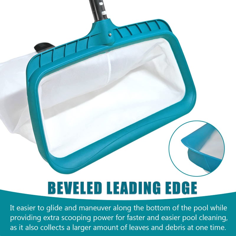 POOLWHALE Professional Pool Skimmer Net, Heavy Duty Swimming Leaf Rake Cleaning Tool with Deep Fine Nylon Mesh Net Bag - Fast Cleaning,Easy Scoop Edge,Debris Pickup Removal (No Pole) - Image 3