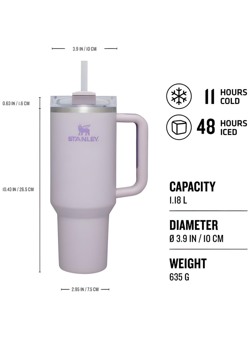 Stanley Quencher H2.0 FlowState Vacuum Stainless Steel Water Bottle with Lid and Straw, BPA-Free, 40oz, 28x10x7.5cm (Purple) - Image 2