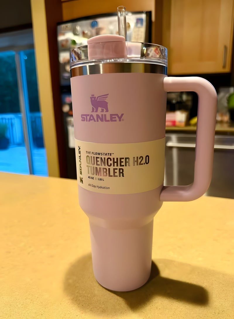 Stanley Quencher H2.0 FlowState Vacuum Stainless Steel Water Bottle with Lid and Straw, BPA-Free, 40oz, 28x10x7.5cm (Purple) - Image 5