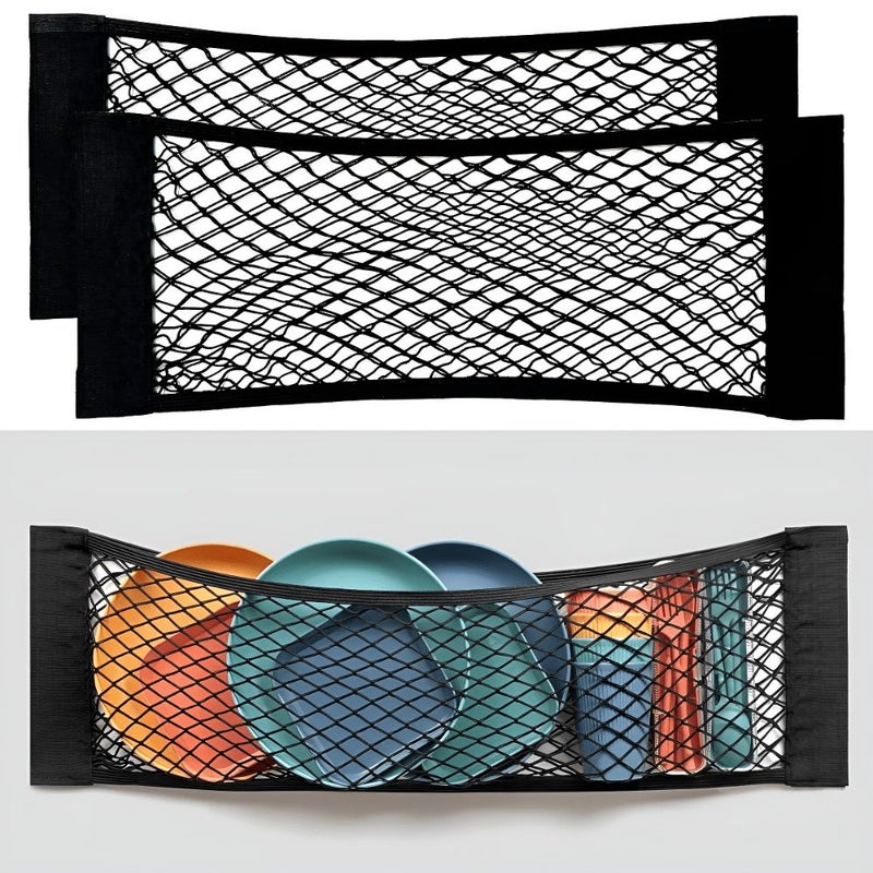 Adjustable Black Car Cargo Net Wall Mount Storage Bag For RV SUV Boat Truck - Image 1