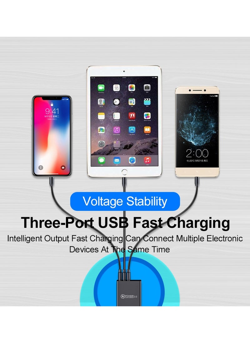 Generic - ⭐ Mobile Phone Charger Digital Display Travel Wall Charger Adapter  3.1A Support  Fast Charger Quick Charge 3.1  with LED Display  For iPhone and Android  شاحن موبايل بتقنية الشحن السريع من كوالكوم مع 3 مخرج لشحن اكثر من هاتف وشاشة ديجيتال لعرض قوة الشحن  لشحن كل الهواتف - Image 1