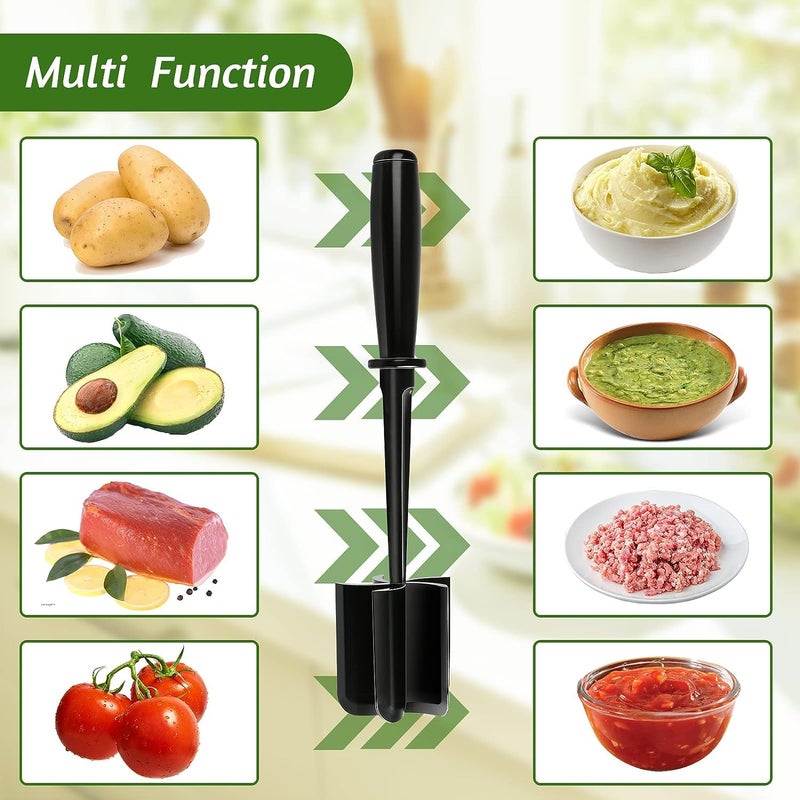 NETXE Nylon NonStick Meat Chopper and Potato Masher Heat Resistant Ground Meat Smasher for Hamburger Meat 5 Curved Blades Ground Beef Smasher Nylon Non Stick Mixer Stirrer and Kitchen Gadgets Black - Image 3