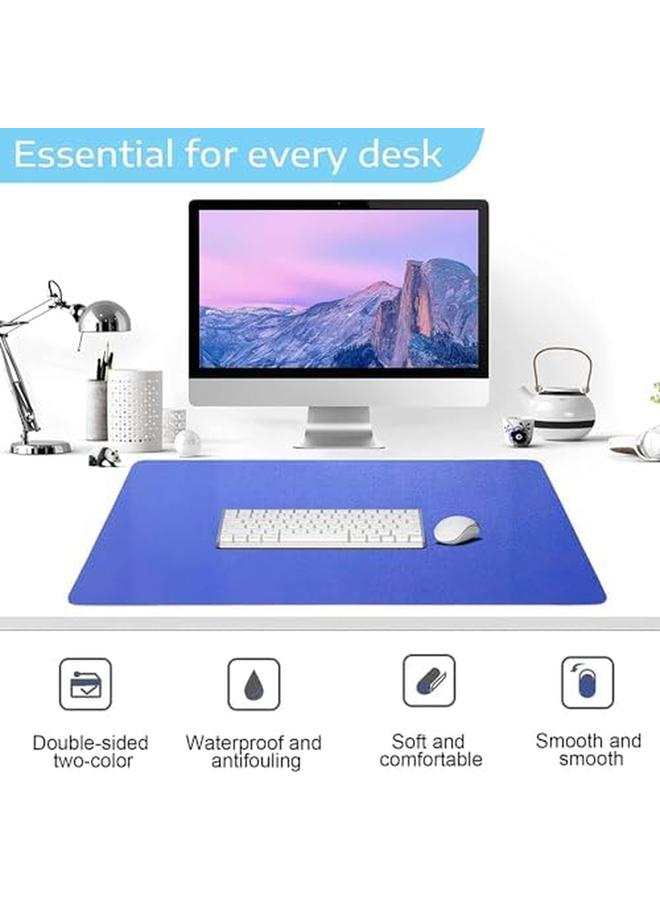 SKY-TOUCH Desk Pad Leather Computer Mouse Pad Office Desk Mat Extended Gaming Mouse Pad Non Slip Waterproof Dual Side Use Desk Mat Protector 80Cm X 40Cm Blue Yellow - Image 3