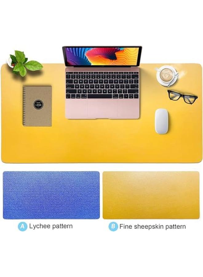 SKY-TOUCH Desk Pad Leather Computer Mouse Pad Office Desk Mat Extended Gaming Mouse Pad Non Slip Waterproof Dual Side Use Desk Mat Protector 80Cm X 40Cm Blue Yellow - Image 4