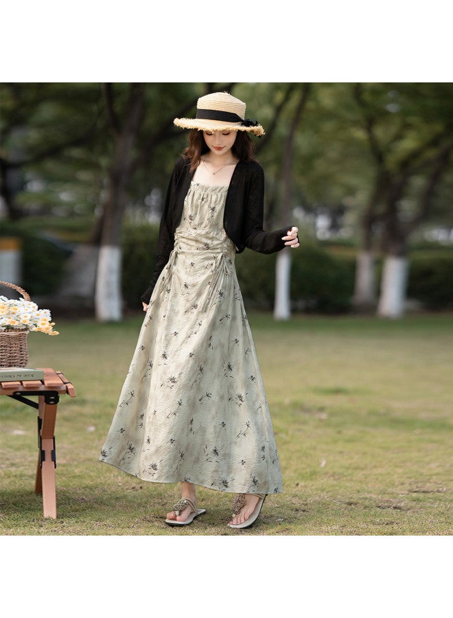 TonLion 2025 Summer Women's Two-piece Dress Floral Print Elegant Lady Style Slimming Youthful Fashion Maxi Dress - Image 3