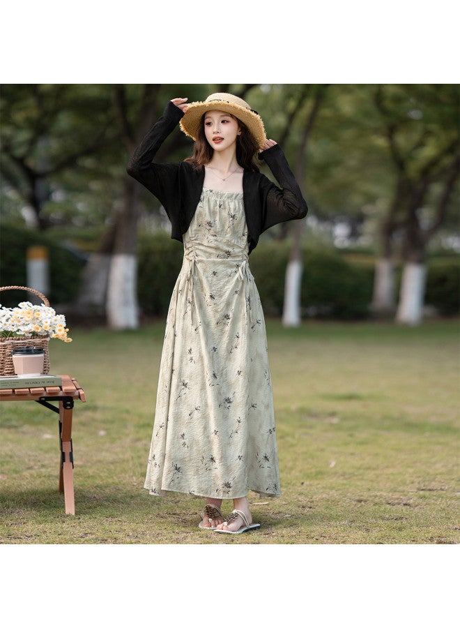 TonLion 2025 Summer Women's Two-piece Dress Floral Print Elegant Lady Style Slimming Youthful Fashion Maxi Dress - Image 2