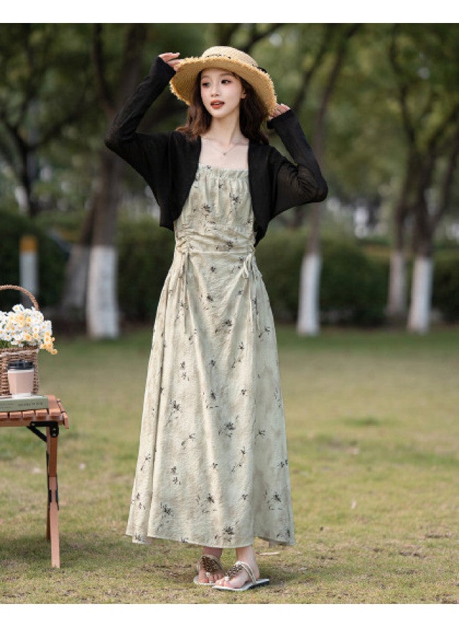 TonLion 2025 Summer Women's Two-piece Dress Floral Print Elegant Lady Style Slimming Youthful Fashion Maxi Dress - Image 1