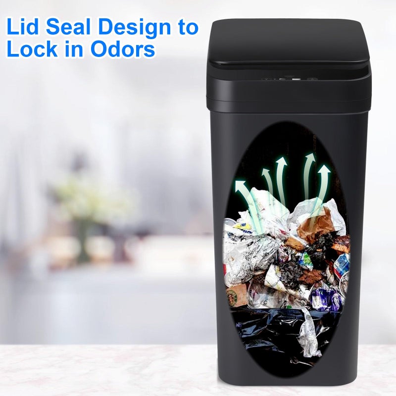 Anborry Bathroom Touchless Trash Can 2.2 Gallon Smart Automatic Motion Sensor Rubbish Can with Lid Electric Narrow Small Garbage Bin for Kitchen, Office, Living Room, Toilet, Bedroom, RV - Image 3