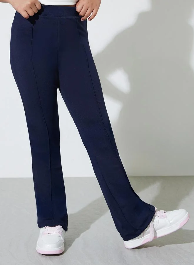 ستايلي Teen Girls Navy Blue Fit and Flared Leggings with Pin Tucks