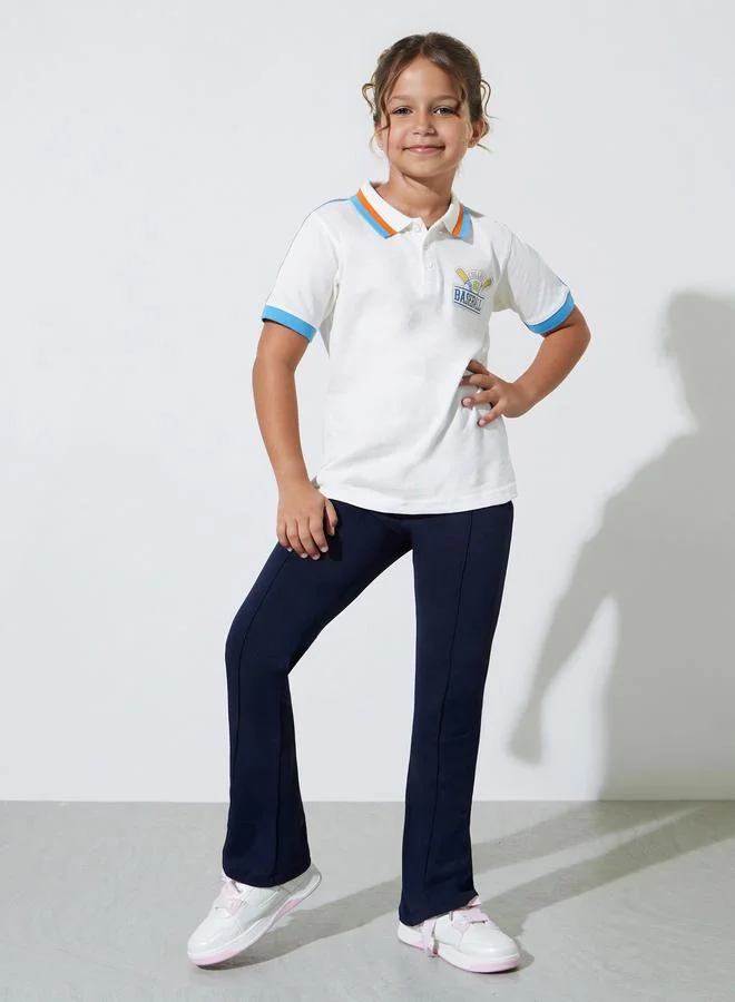 ستايلي Teen Girls Navy Blue Fit and Flared Leggings with Pin Tucks
