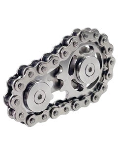 Bike Chain Gear Fidget Spinner, Metal Sprocket Chain Stress Relief Toy, Stress Relief Toy, Stainless Steel Durable Mechanism, with Smooth Bearing EDC Novelty Toy (Silver)