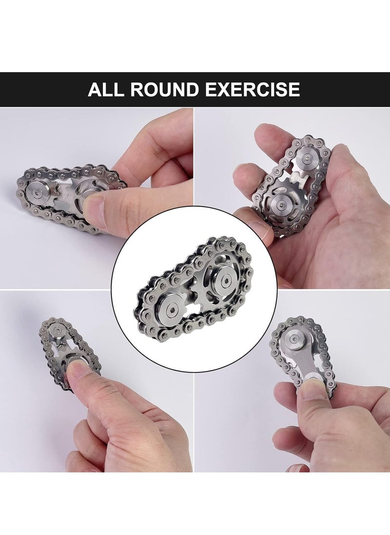 Generic - Bike Chain Gear Fidget Spinner, Metal Sprocket Chain Stress Relief Toy, Stress Relief Toy, Stainless Steel Durable Mechanism, with Smooth Bearing EDC Novelty Toy (Silver) - Image 1