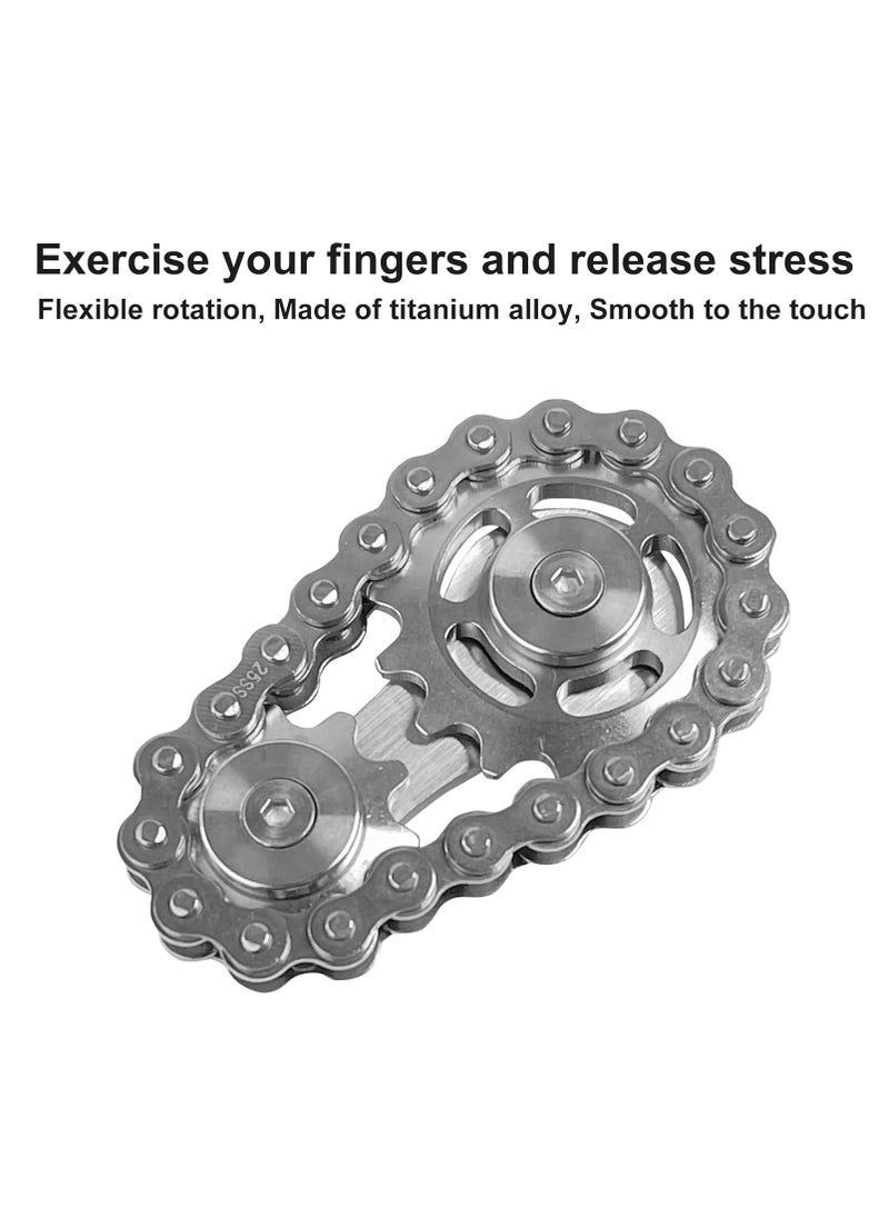 Generic - Bike Chain Gear Fidget Spinner, Metal Sprocket Chain Stress Relief Toy, Stress Relief Toy, Stainless Steel Durable Mechanism, with Smooth Bearing EDC Novelty Toy (Silver) - Image 1