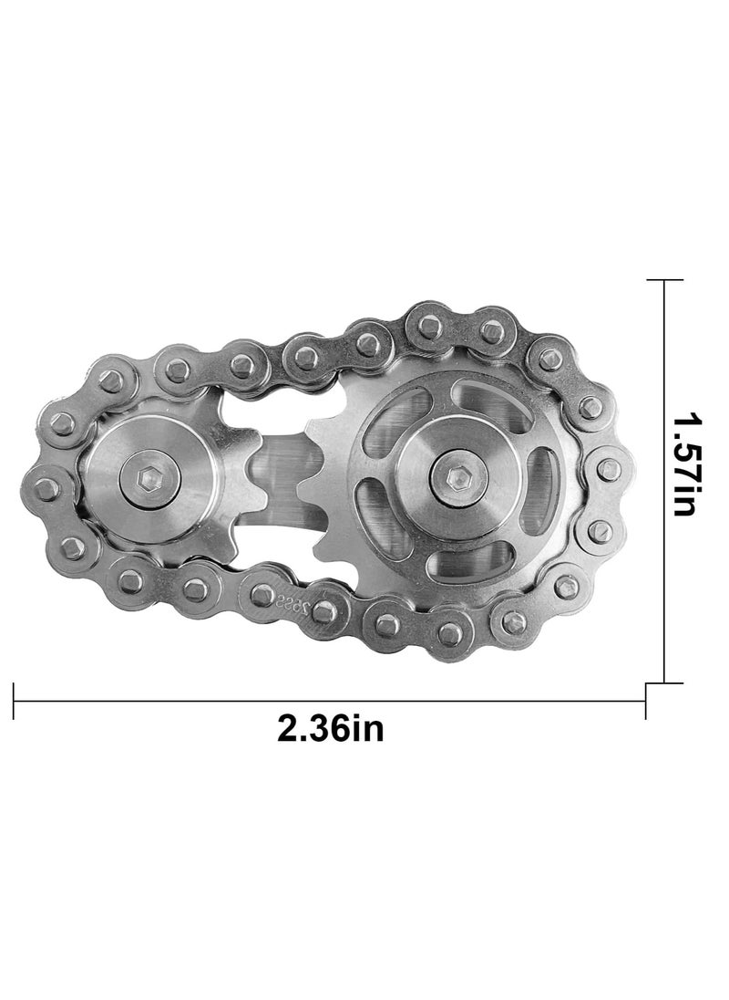 Generic - Bike Chain Gear Fidget Spinner, Metal Sprocket Chain Stress Relief Toy, Stress Relief Toy, Stainless Steel Durable Mechanism, with Smooth Bearing EDC Novelty Toy (Silver) - Image 1