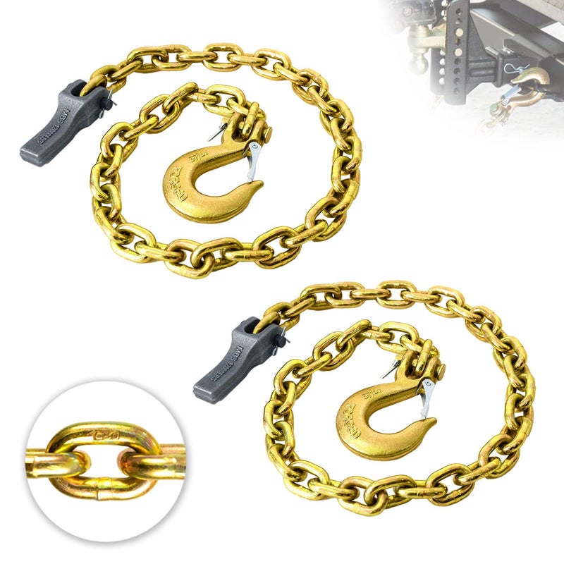 Tkk 2-Pack Trailer Safety Chain - 35 Inch Chain With 5/16'' Clevis Snap Hook And Retainer | 21 000 Lbs Break Strength | Secure Towing Transport Chains - Image 1