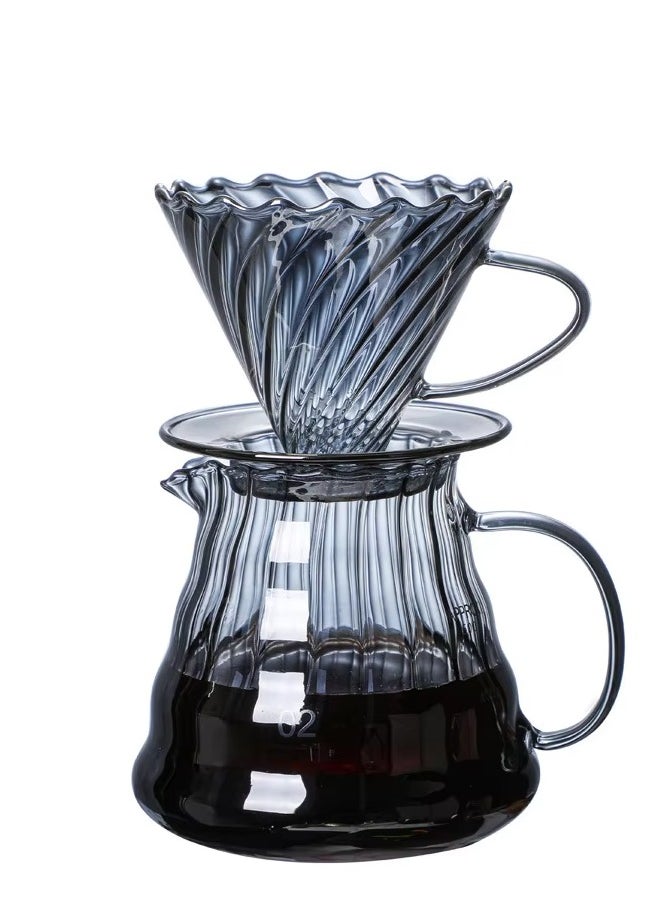 RANK V60 Drip Coffee Maker Set Manual Coffee Server Heat Resistant Glass Tea Pot With Espresso Pour Over Brewing Chemex Coffee Dripper Filter 600ml 