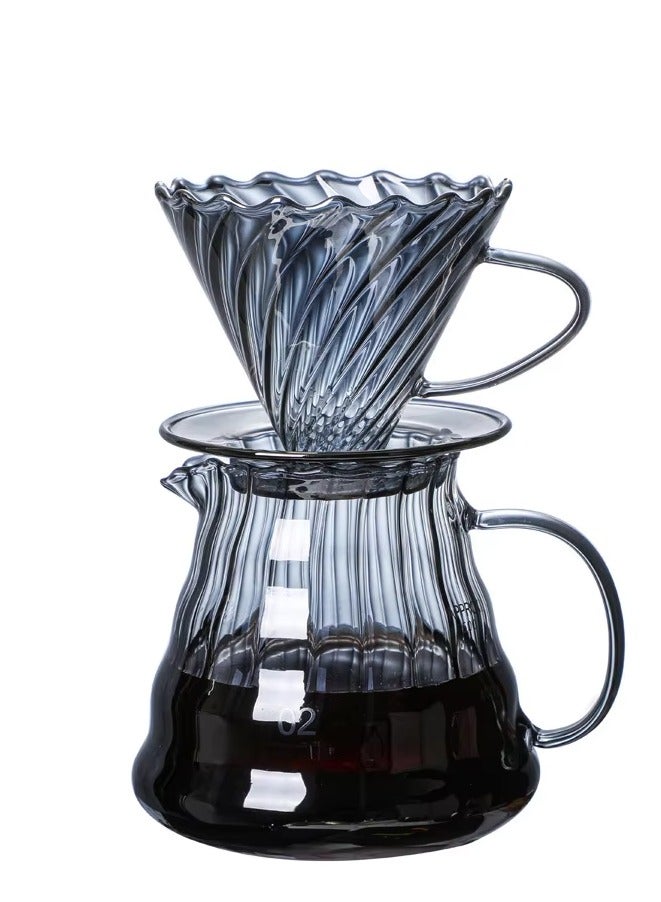 رانك  طقم تقطير القهوة V60 مع إبريق زجاجي شفاف مقاوم للحرارة وفلتر يدوي، مناسب لتحضير القهوة بالتنقيط بسعة 600مل - Image 1