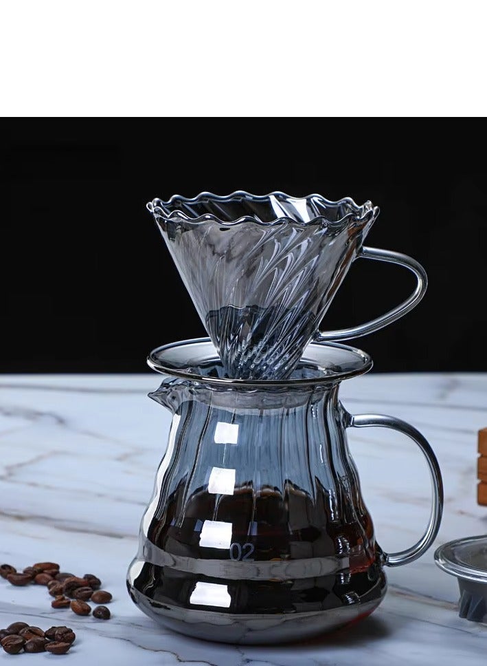 رانك  طقم تقطير القهوة V60 مع إبريق زجاجي شفاف مقاوم للحرارة وفلتر يدوي، مناسب لتحضير القهوة بالتنقيط بسعة 600مل - Image 2