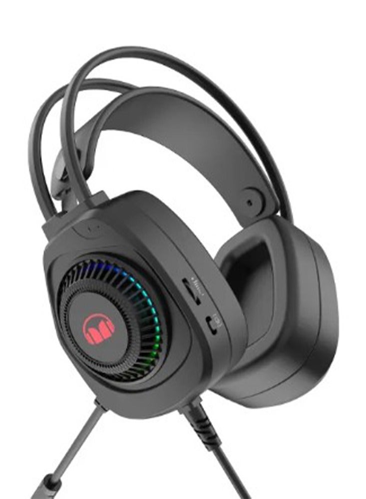مونستر Airmars N5 Lite Gaming Headset USB 7.1 Surround Sound. Audio Interface with Noise Canceling Mic , Skin-friendly, Breathable Earcups For Lasting Comfort - Black - Image 2