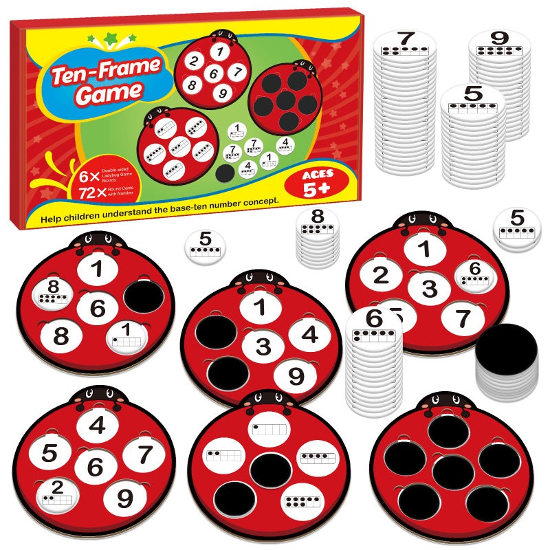 SkilLify Math Games for Kids Math Manipulatives Kindergarten Preschool Counting Toys Ten Frame Set Addition and Subtraction Flash Cards Matching Bingo Number Games Homeschool Classroom Must Haves - Image 3