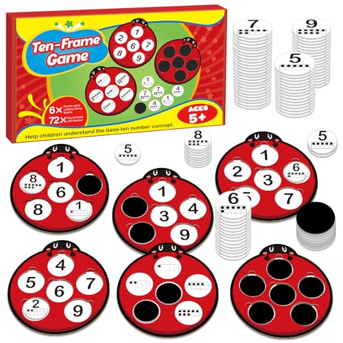 SkilLify Math Games for Kids Math Manipulatives Kindergarten Preschool Counting Toys Ten Frame Set Addition and Subtraction Flash Cards Matching Bingo Number Games Homeschool Classroom Must Haves - Image 1