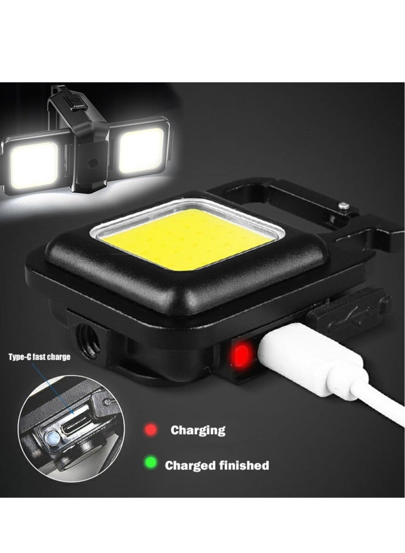 COB Mini Rechargeable Keychain Work Light, 1000 Lumens 4 Modes, Waterproof Flashlight with Folding Magnet Bracket Bottle Opener, Suitable for Walking, Camping, Repairing, Running Outdoor - Image 4