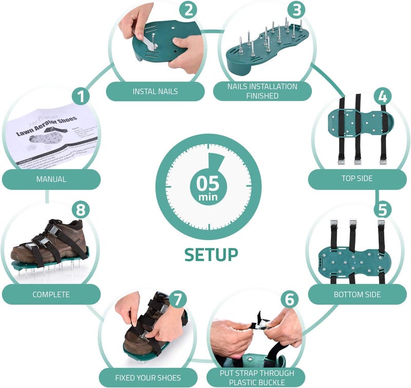 Abco Tech Lawn Aerator Shoes for Grass - Yard Aeration Tool with 3 Adjustable Straps and Heavy-Duty Metal Buckles - Aerating Shoes for Lawn Care, Grass Health, and Soil Ventilation - Image 5