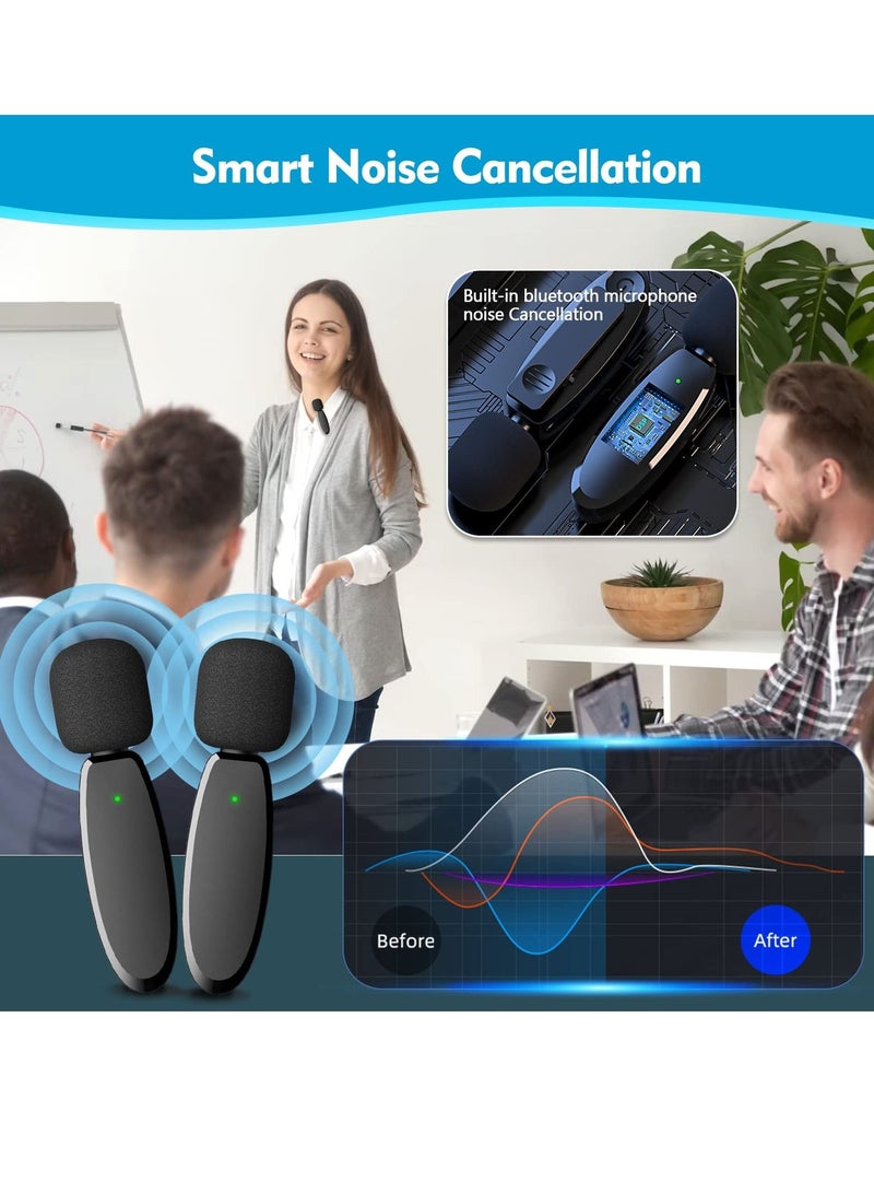 SYOSI 3 in 1 Dual Lavalier Microphone for iPhone iPad Android Phones Camera 2 Pack Wireless Lapel Video Recording - Image 3