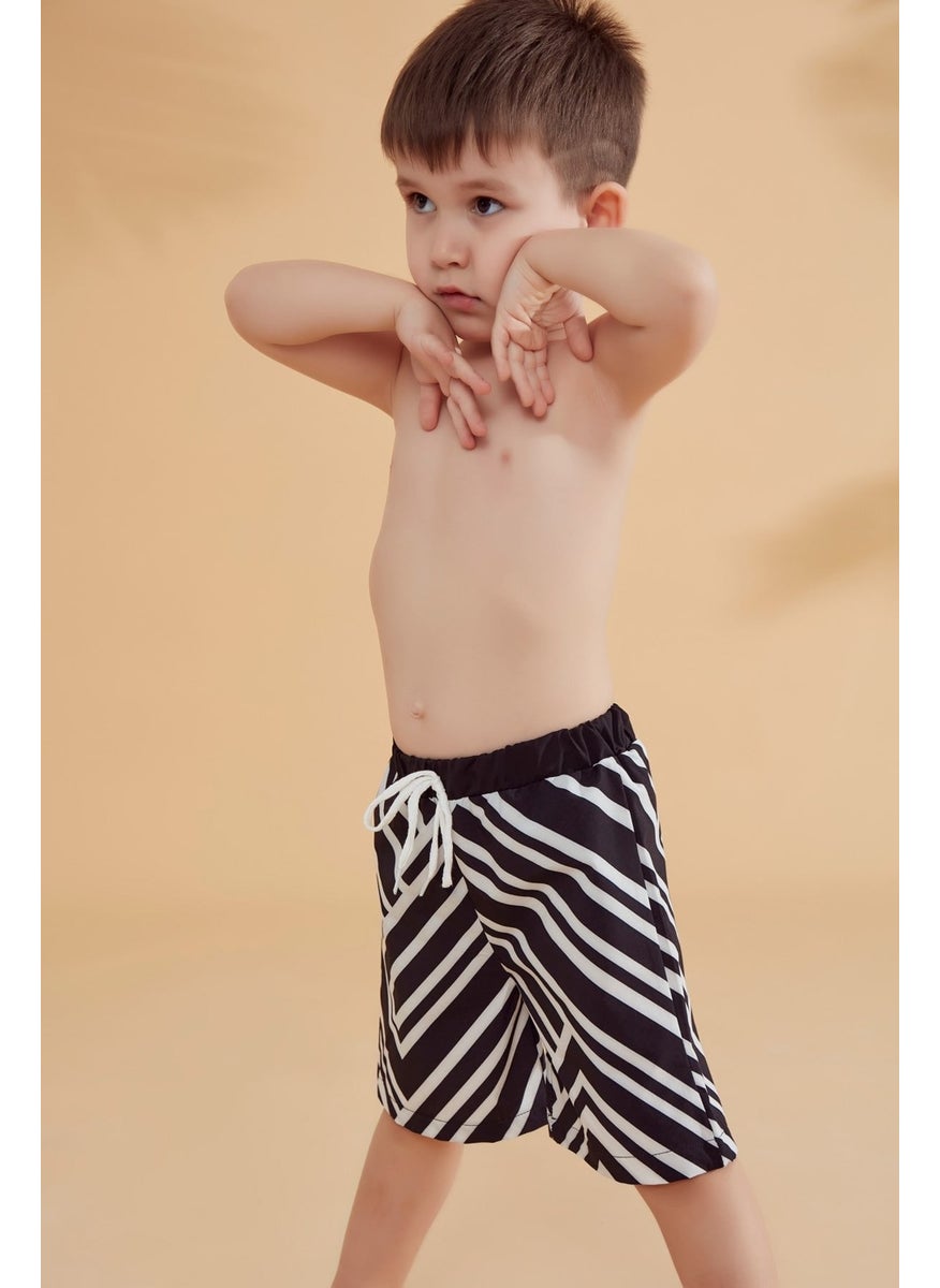 Marina Black Striped Boy Shorts B2361  - Image 1
