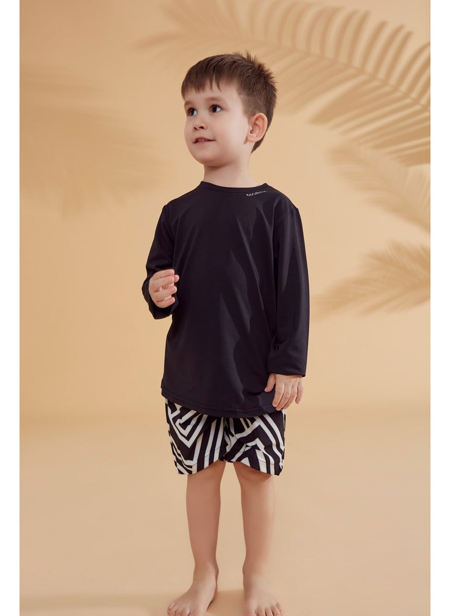 Marina Black Striped Boy Shorts B2361  - Image 4
