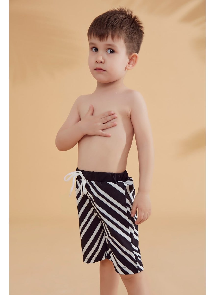 Marina Black Striped Boy Shorts B2361  - Image 3