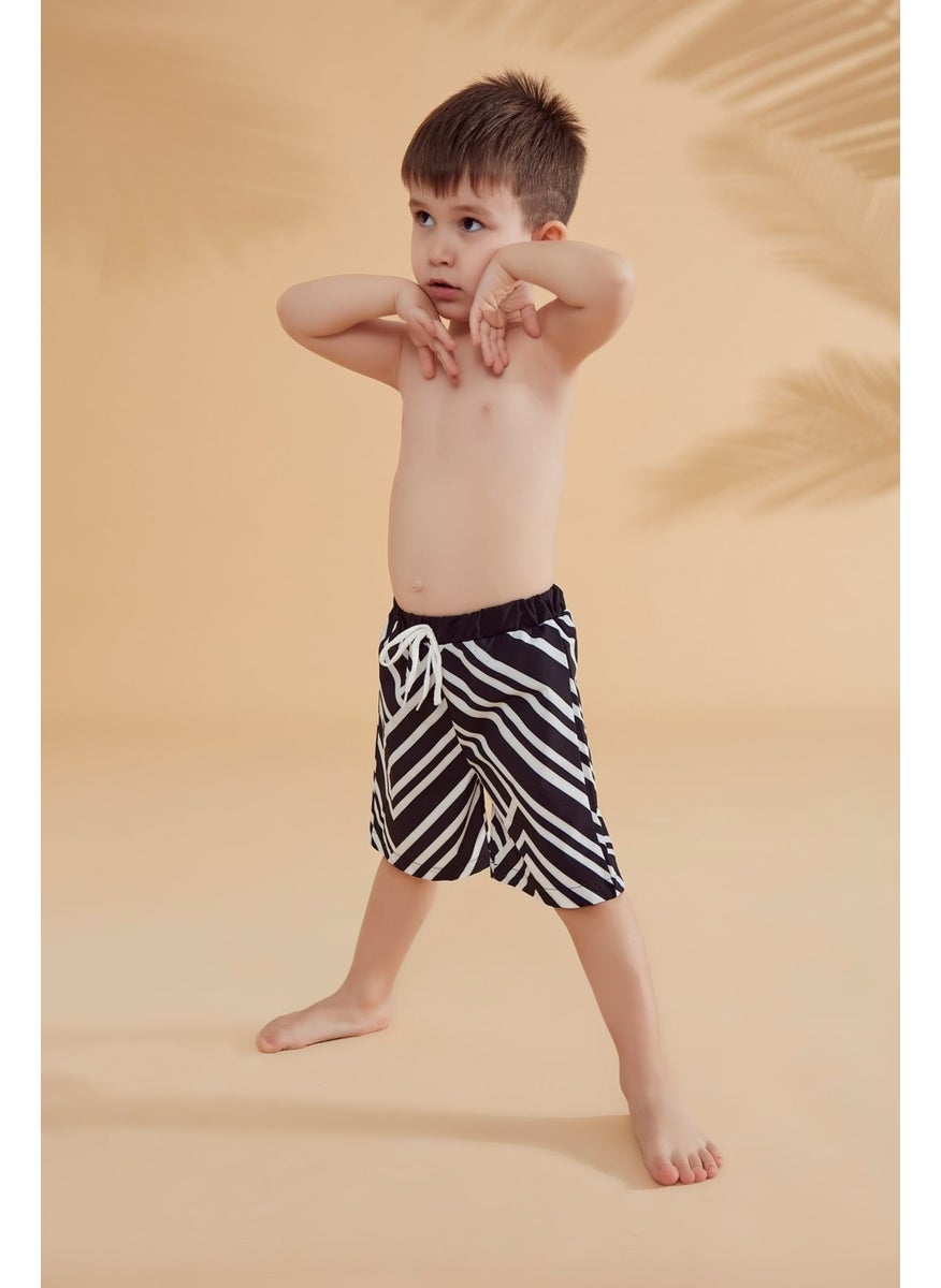 Marina Black Striped Boy Shorts B2361  - Image 2
