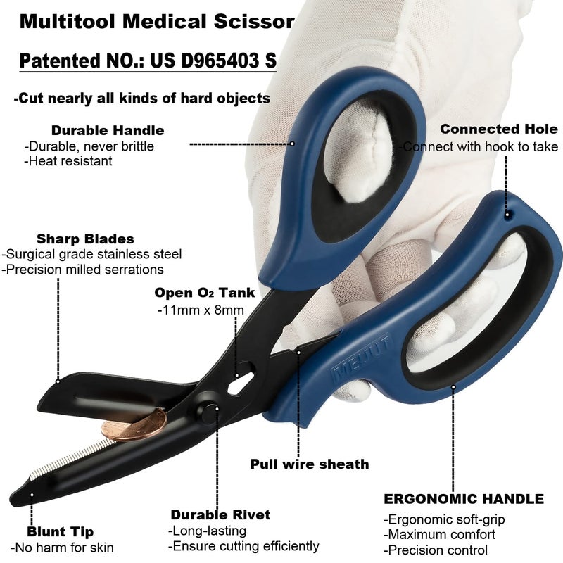 MEUUT 2 Pack Trauma Shears Panted Bandage Scissors - Medical Supplies with 8 inch Heavy Duty Medical Scissors for EMT Workers Nurses - Image 2