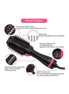 Generic Hair Dryer Brush One-Step Blow Dryer Brush for Styling and Frizz Control Negative Ionic Hot Air Brush Volumizer Ceramic 4 in 1 Hair Dryer and Styler Volumizer with Negative Ion  - Image 5
