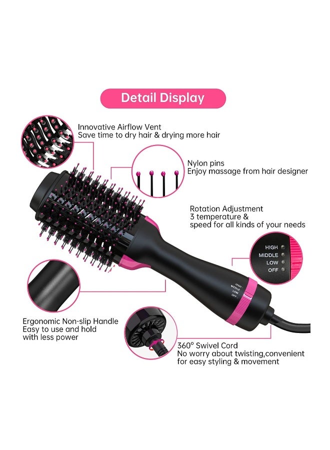Hair Dryer Brush One-Step Blow Dryer Brush for Styling and Frizz Control Negative Ionic Hot Air Brush Volumizer Ceramic 4 in 1 Hair Dryer and Styler Volumizer with Negative Ion  - Image 5