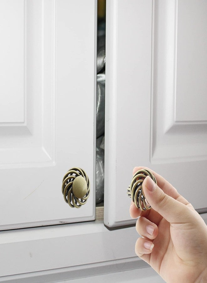 TTZEZE 6 Pack Cabinet Knobs, Birdcage Nest Twist Handle Pull Cupboard Dresser Drawer Closet Wardrobe Bookcase Hardware for Kitchen Bathroom Bedroom with Screws (Single Hole 35mm/1.38", Bronze) - Image 4