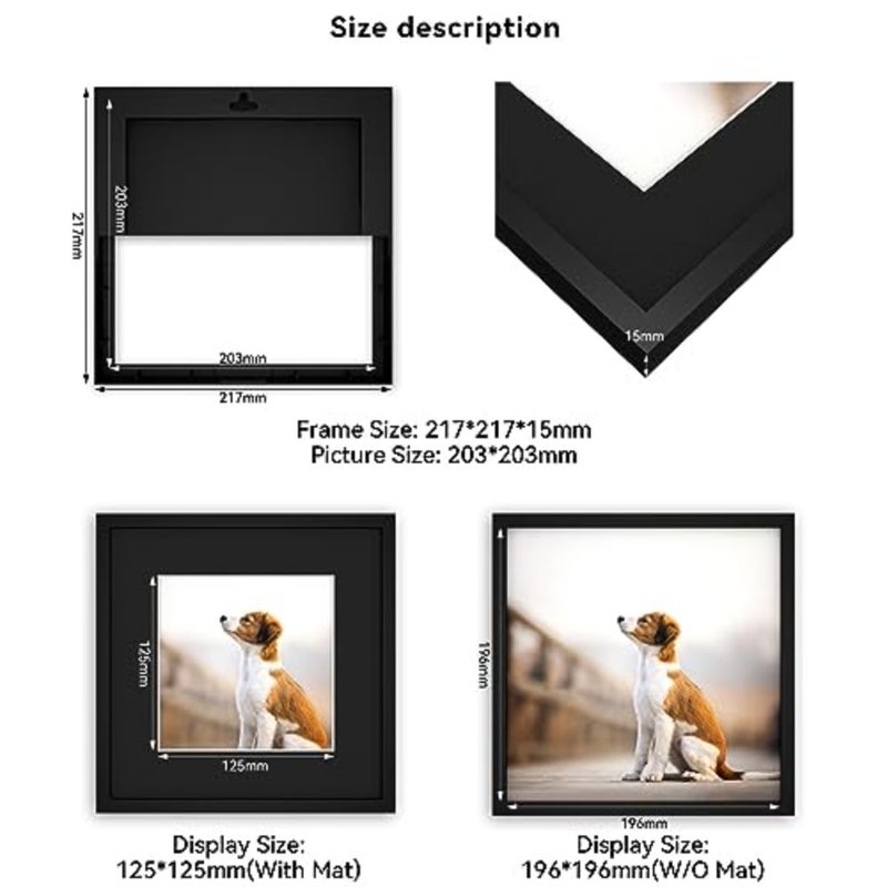 إطارات صور من بلاط الصور مقاس 8 × 8 تلتصق على الحائط، بلاط الصور قابل للتقشير واللصق، إطارات صور كمجموعة إطار حائط للمعرض - 9 قطع - Image 5