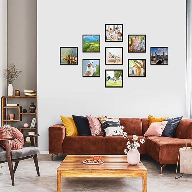إطارات صور من بلاط الصور مقاس 8 × 8 تلتصق على الحائط، بلاط الصور قابل للتقشير واللصق، إطارات صور كمجموعة إطار حائط للمعرض - 9 قطع - Image 3