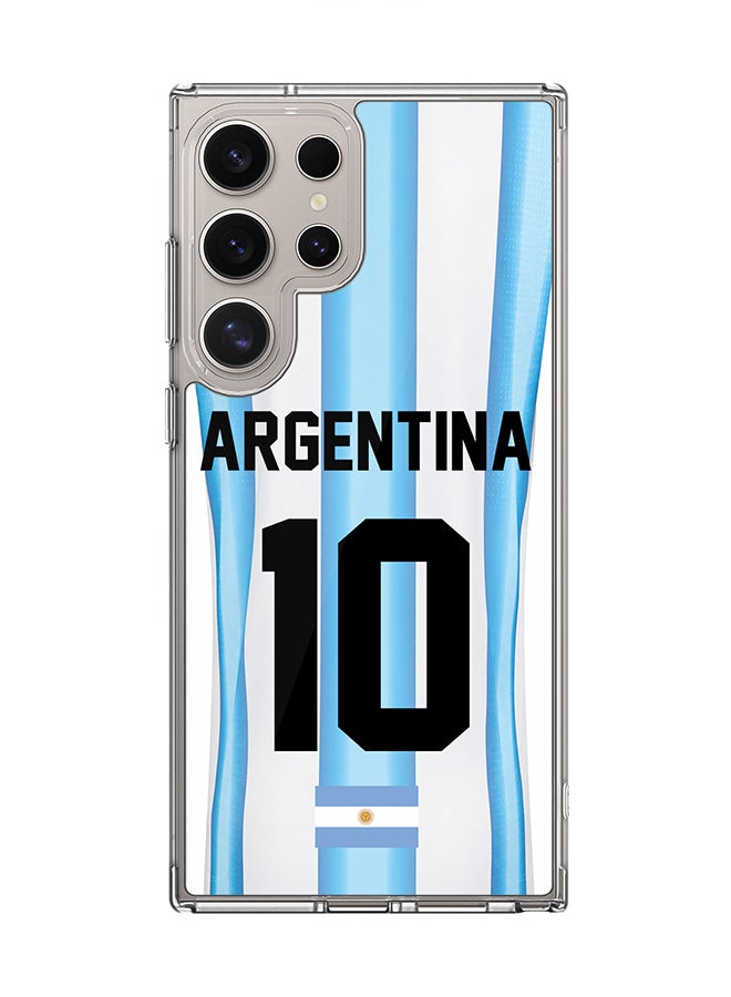 Stylizedd Classic Clear Case for Samsung Galaxy S23 Ultra , Hybrid Soft Case Flexible Edges Anti Drop TPU PC Gel Thin Transparent Cover [ Designed for Samsung Galaxy S23 Ultra ] - Football Team Argent