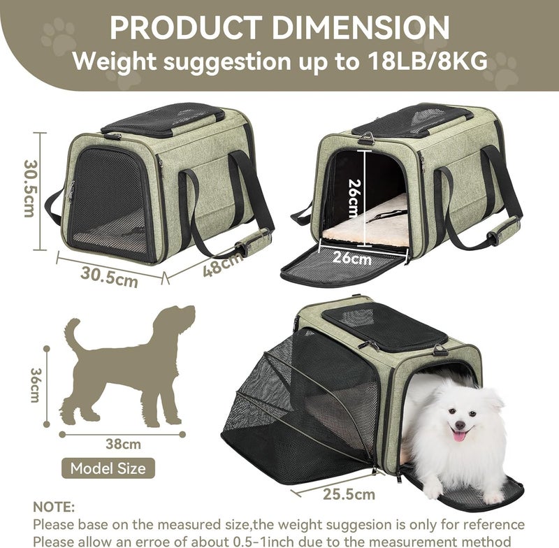 Petsfit Large cat carrier with washable mat and adjustable arm for puppies and cats, green - Image 5