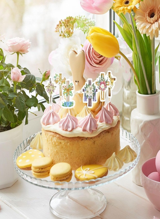 Whaline 1000Pcs Floral Crossing Stickers Roll 12 Designs Assorted Catholic Flower Cross Self-Adhesive Decorative Stickers for Easter Spring Christian Holiday Scrapbook Journal Envelopes Decor - Image 5