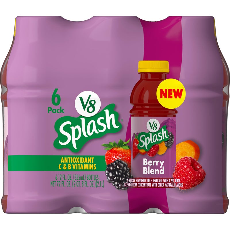 V8 Splash Berry Blend Flavored Juice Beverage, 12 fl oz Bottle (6 Pack) - Image 1