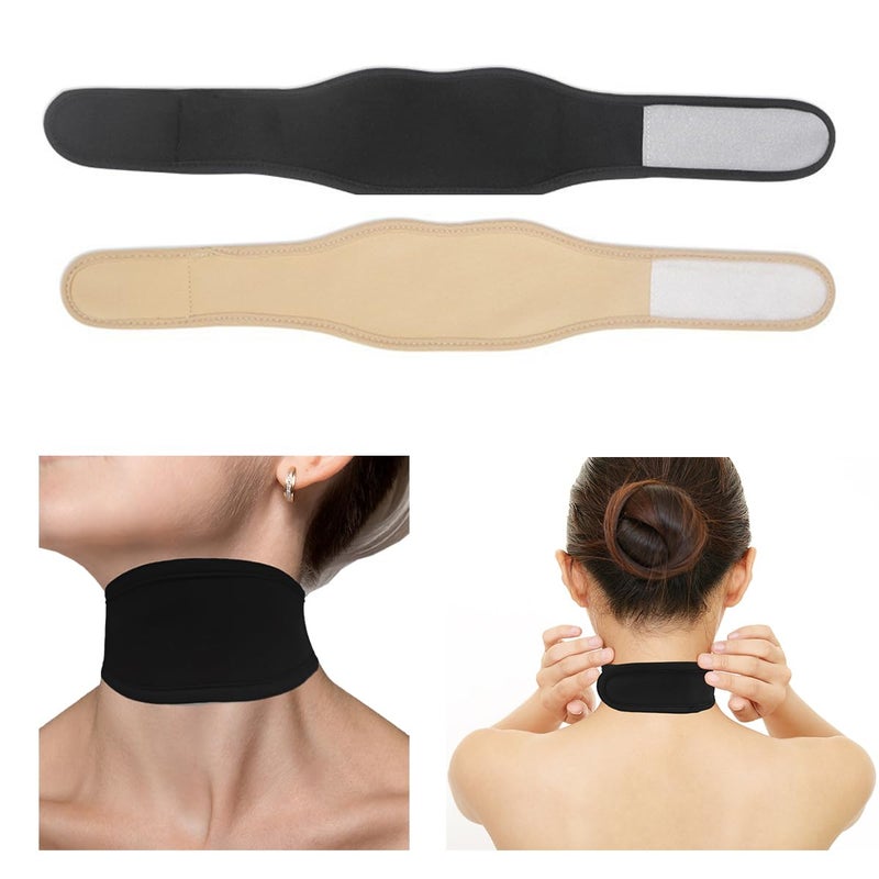 BODHIS 2 Pcs Trach Covers for Tracheostomy Tube Holder Adjustable Tracheostomy Supplies Dust Proof Shield Neck Trach Cover Band Reusable Tracheostomy Care Kits for Men and Women Black Beige - Image 3